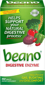Beano Digestive Enzyme, Preventive Gas Relief for Adults, Helps Prevent Gas & Bloating, 150 Tablets