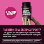 Night Time Fat Burner for Women - Appetite Suppressant for Weight Loss - 60 Count - Herbal Metabolism Booster with Melatonin for Sleep Support - Vegan, Non-GMO Capsules - 2 Month Supply