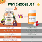 Polyphenol Gummies, Plant-Based Formula with Resveratrol, Elderberry, Grape, Turmeric,Green Tea, Cranberry Extract, Vitamins & Minerals, Superfood Blend, Mixed Berry Flavor, 60 Gummies