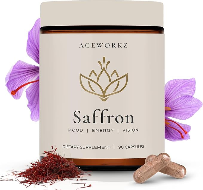 Natural Appetite Suppressant for Weight Loss – Organic Saffron Extract with BioPerine® for Enhanced Absorption – Supports Energy & Mood (90 Capsules)