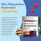 Magnesium 14-in-1 Complex Gummies with Ashwagandha & L-Theanine, Zinc | Deep Clamly Magnesium Glycinate Gummies, Stress Relief & Calm Support Formula | Vegan, Sugar-Free Supplement, 90 Count