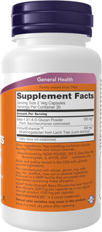 NOW Foods Supplements, Beta-Glucans with ImmunEnhancer™ with Larch Arabinogalactan, Extra Strength, 60 Veg Capsules