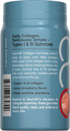 NeoCell Collagen Peptides Gummies | 60 Count | Types I & III | Advanced Formula Supplement | for Women and Men