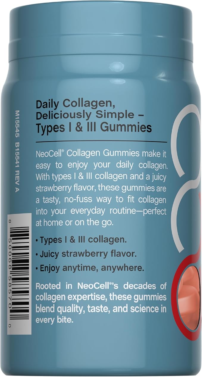 NeoCell Collagen Peptides Gummies | 60 Count | Types I & III | Advanced Formula Supplement | for Women and Men
