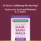 Nature's Bounty Advanced Hair, Skin & Nails, Argan-Infused Vitamin Supplement with Biotin and Hyaluronic Acid, 150 Rapid Release Softgels (Pack of 2)