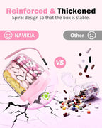 Cute Pill Organizer,Pill Dispenser with 7 Large Compartments,Portable Pill Bottle Box with Wide Opening for Easy Use, Anti-Mix Pills Organizer for Travel,Includes 20 Pcs Sticky Labels（Pink）