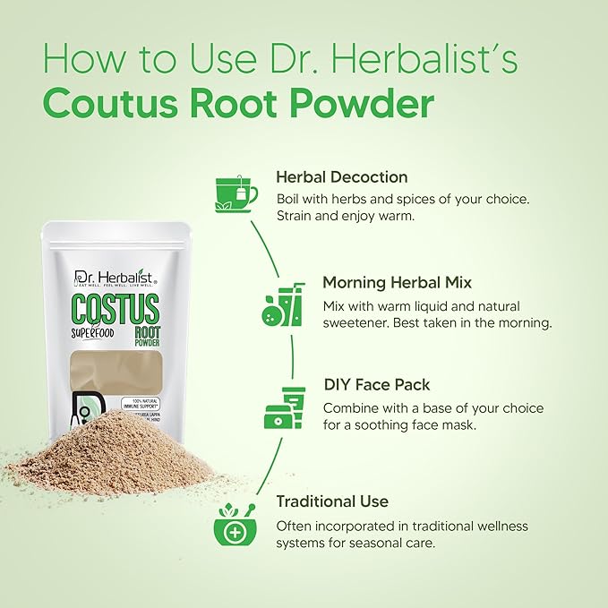 Dr. HERBALIST | 100% Natural Root Powder 200g (7.05 oz) | Premium Quality for Traditional Use, DIY, Herbal Blends & Wellness Rituals (Costus Root Powder)