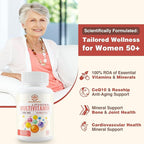 Liposomal Multivitamin for Women 50+ - Women Daily Multivitamin with 32 Ingredients, CoQ10, Vitamins C, B, D, E for Cardiovascular & Bone Health Support - Iron-Free (60 Capsules)