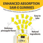 Jovianoy SAM-e Gummies with L-Tyrosine, Vitamin B Complex & NAC, CoQ10, High-Potency SAM-e Supplement - Pineapple Flavor, for Mood, Joint, Cognitive & Liver Detox, Vegan Friendly, 90 Gummies