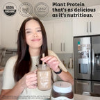KOS Plant Based Protein Powder, Chocolate USDA Organic - Low Carb Pea Protein Blend, Vegan Superfood with Vitamins & Minerals - Keto, Soy, Dairy Free - Meal Replacement for Women & Men - 15 Servings