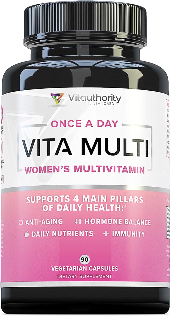 Vitauthority Multivitamin for Women Women’s Daily Multi-Vitamin Supplement with DIM, Iodine, Ashwagandha Supports Youthful Complexion, Healthy Cortisol and Estrogen Balance 30 Day Supply