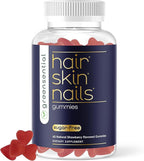 Sugar-Free Hair, Skin & Nails Gummies - Complete Vitamin Complex w/Natural Ingredients - Fuller Hair Support - No Artificial Colors, Natural Strawberry Flavor, Made in USA, 60 Ct