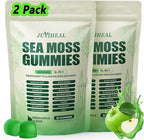 16 in 1 Sea Moss Gummies with Ashwagandha Black Seed Oil Bladder Wrack Turmeric Vitamin C & D3 with Manuka Burdock Root, Irish Sea Moss Gummies for Women & Men, Vegan Green Apple, 2 Pack