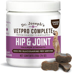 Dr. Joseph's VetPro Complete Dog Hip & Joint Supplement for Arthritis Pain Relief – High-Strength Glucosamine & Chondroitin Chews for Senior Dogs – Vet Formulated Daily Treats, Chicken Flavor, 60 Ct