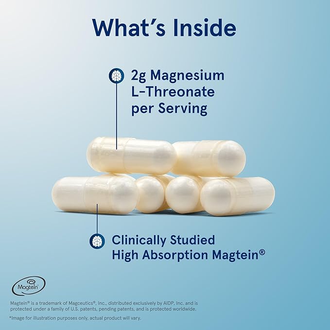 Jarrow Formulas Magnesium L-Threonate, MagMind Magtein Magnesium Supplement, Brain Supplements for Memory Support, 90 Veggie Capsules, Up to a 30 Day Supply