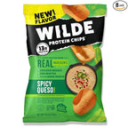 WILDE Protein Chips Spicy Queso, Thin and Crispy High Protein Snacks, Keto Friendly, Low Carb Chips, Real Ingredients, 1.34oz (Pack of 8)