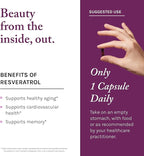 Reserveage Beauty Resveratrol Plus+ 500 mg - Rapid-Release Resveratrol Capsules with Quercetin for Immune System, Brain Health & Cellular Health - Gluten-Free & Vegan - 30 Veggie Capsules