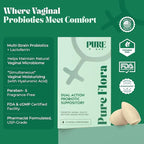 Pure Flora Vaginal Probiotic Suppository - 4 Strain Lactobacillus + Lactoferrin + USP Hyaluronic Acid - Promotes Healthy Vaginal Microbiome, Odor, BV, pH Balance, & Dryness Relief - Natural - 10 Count