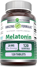 Amazing Formulas Melatonin Supplement | 20 Mg Per Serving | Tablets | Non-GMO | Gluten-Free | Made in USA (1 Pack, 120 Count)