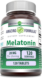 Amazing Formulas Melatonin Supplement | 20 Mg Per Serving | Tablets | Non-GMO | Gluten-Free | Made in USA (1 Pack, 120 Count)