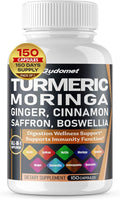Turmeric Moringa Ginger Boswellia Quercetin Cinnamon Saffron Tart Cherry Odorless Garlic Nettle -150 Capsules