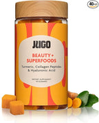 JUGO Beauty + SUPERFOODS Hair, Skin and Nails Collagen Gummies, Hyaluronic Acid and Turmeric Supplement, Cruelty-Free, Gelatin-Free and Gluten-Free Gummy Vitamins, Non-GMO, Made in USA, 40 Count