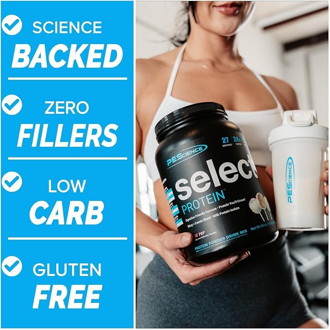 PEScience Select Protein Powder, Whey and Casein Blend, Lean Protein Powder for Women and Men, Low Calorie, Low Carb, Keto Friendly, Gluten Free, Cookies and Cream - 55 Servings
