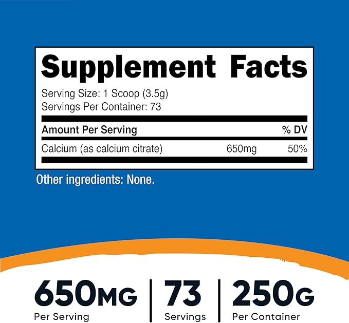 Nutricost Calcium Citrate Powder (250 Grams) Unflavored