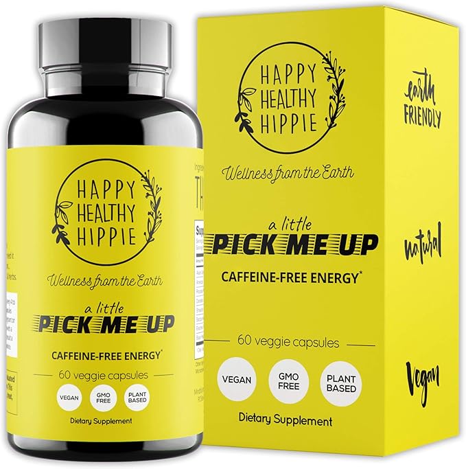 Natural Energy Pills – Caffeine Free – Mental Booster – with Rhodiola Rosea, Dandelion Root, Bacopa, Ginseng Extract – 7 Herbs & Absorption Enhancing Piperine – Vegan, Non-GMO, 60 Ct