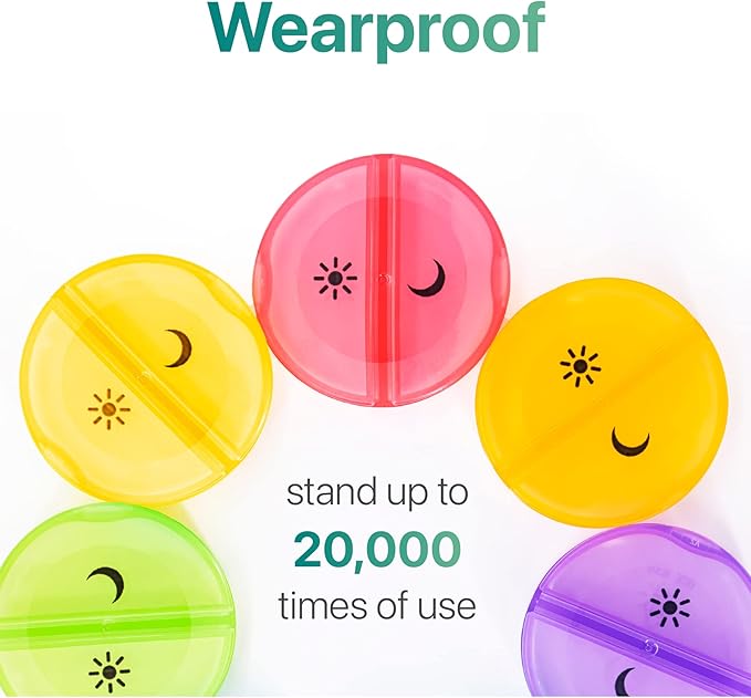 Sukuos Weekly Pill Organizer 7 Day 2 Times a Day, Large Daily Pill Box Easy to Open, AM PM Pill Case for Medicine/Vitamin/Fish Oil/Supplements (Purple)