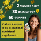 2 Packs Organic Mullein Gummies for Lungs, 2000MG Mullein Leaf Extract Supplement | Quercetin, Bromelain for Respiratory & Immune Support | Vegan, Sugr-Free, Mango Flavor | 120 Count