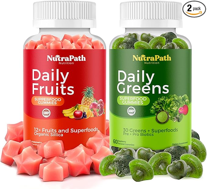 Superfood Fruits and Veggies Gummies (120 Chews), 12+ Superfruits & 30 Veggies, Fruit & Herbs, Fruit and Vegetable Vitamins, Non-GMO, Pectin-Based, Gluten-Free