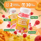 MEENCCD Pumpkin Seed Oil Gummies with Saw Palmetto, Pumpkin Seed Oil for Hair and Skin Health, Pumpkin Seed Extract for Women Men, Sugar-Free, Raspberry Flavor, 60 Count