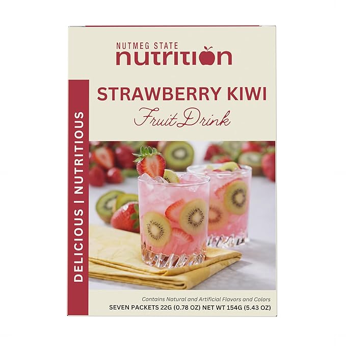 Nutmeg State Nutrition - High Protein Diet Fruit Drink - 15g Protein - Low Calorie - Low Carb - Low Sugar - Fat Free, 7 Servings Per Box (Strawberry Kiwi)