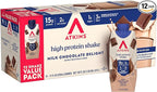 Atkins Milk Chocolate Delight High Protein Shake, 15g Protein, 2g Net Carb, 1g Sugar, Keto Friendly, Chocolate Flavored Protein Shakes, 12 Count