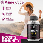 Vitamin B12 Gummies for Women & Men, 20mg Iron Supplement for Adults, Free Blood Builder for Anemia, Vitamin B12 Gummies with Iron & Natural Blackberry Flavor, Vegan, Non-GMO, 30 Day Supply