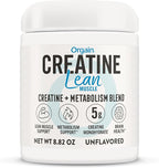 Orgain Micronized Creatine Monohydrate Lean Muscle Powder with Metabolism Blend, Unflavored, 50 Servings, Supports Muscle Strength and Brain Health, No Dairy or Soy, Gluten Free, Vegan
