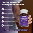 Ashwagandha Gummies for Relax & Cortisol Support – High Strength Root Extract with Cranberry & Chaste Tree, Grapefruit & Berry Flavour – Vegan, Non-GMO, Gluten-Free – 60 Gummies (30 Days)