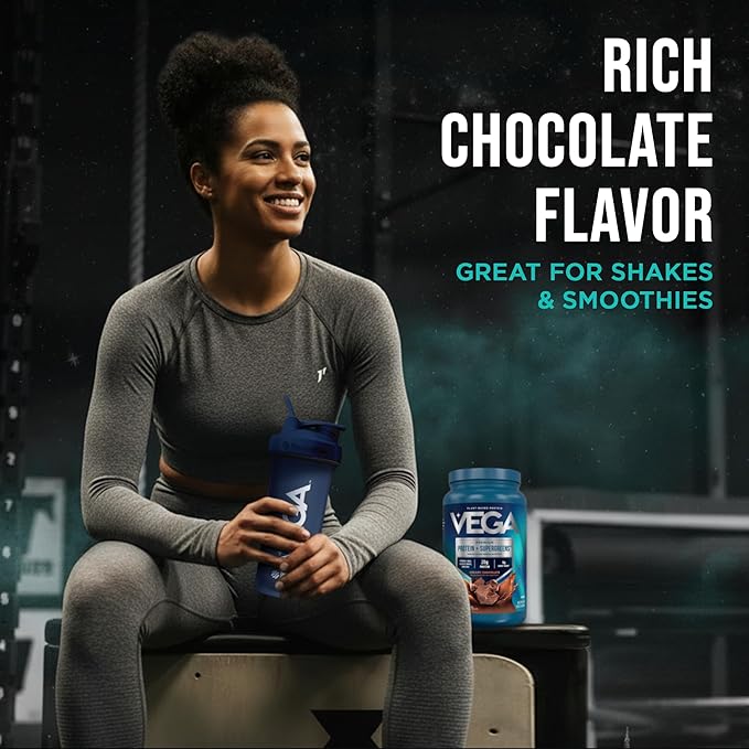 Vega Protein + Supergreens - 20g Plant-Based Protein, Chocolate, 25 Servings, Real Greens & Veggies, Vegan Keto, 0g Added Sugar, Non-GMO, Gluten Free, Dairy Free, 1.8lbs (Packaging May Vary)