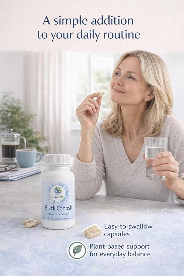 Menopause Support for Women – Hot Flash & Night Sweat Relief – Black Cohosh Supplement – Non-GMO, Gluten-Free – 30 Capsules