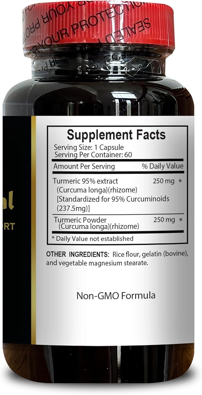Turmeric Curcumin for Joint Support - Turmeric for Immunity, Boosting Antioxidant, Natural Turmeric Curcumin for Daily Wellness - 1 Bottle 60 Capsules