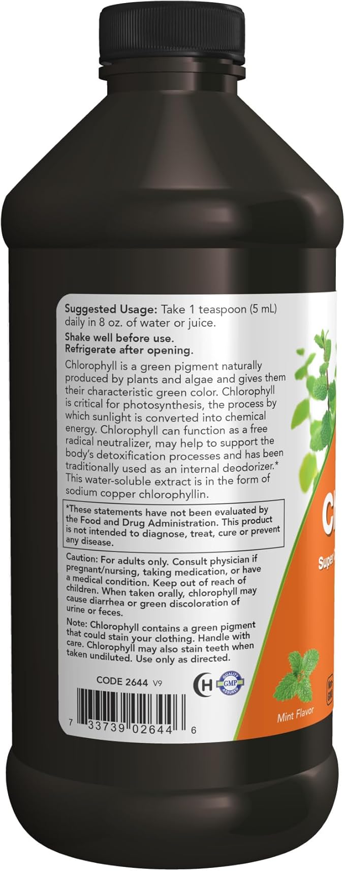 NOW Supplements, Liquid Chlorophyll, Super Concentrated, Internal Deodorizer*,Boost Energy, Mint Flavor, 16-Ounce (Pack of 2)