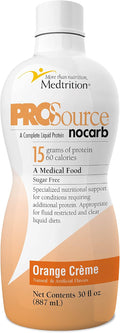 Liquid Collagen Peptides Type I, III 15 Grams Protein per Oz. |Prosource NoCarb Orange Crème Bottle Medtrition|