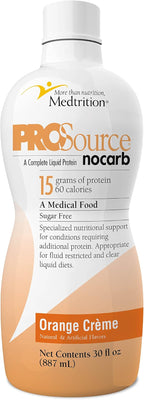 Liquid Collagen Peptides Type I, III 15 Grams Protein per Oz. |Prosource NoCarb Orange Crème Bottle Medtrition|