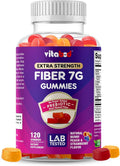Vitabod Fiber Gummies 7G Per Serving for Digestive Health & Regularity, Prebiotic GOFOS™ Plant-Based Fiber, No Sugar Added, Vegan, Berry Peach Strawberry, 120 Gummies (Adults, Women & Men)