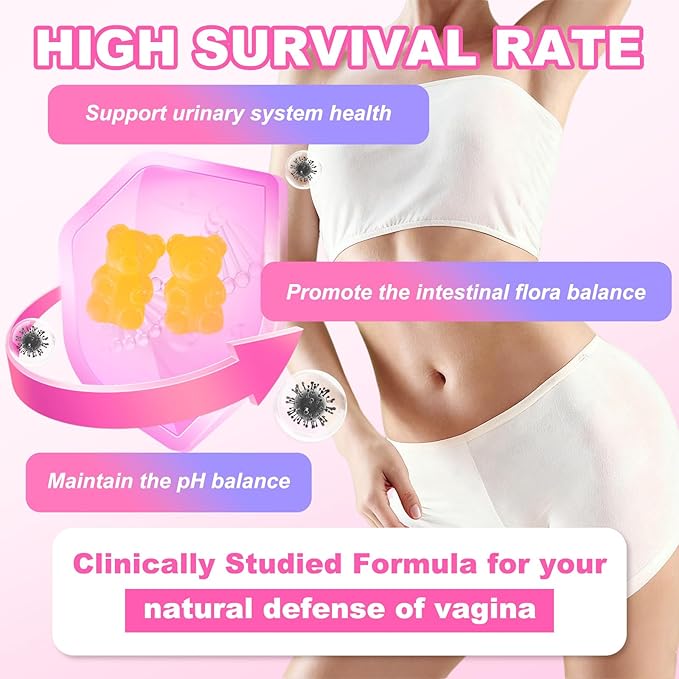 Feminine Balance Gummies for Women - PH Balance Gummies Support Vaginal Flora, Gut Health & Immune System, Vegan, Gluten-Free, Tropical Pineapple Flavor (60 Count)