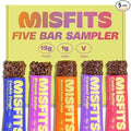 Misfits Protein Bar Variety Pack | Nutrition Bars - 14-15g Protein, 1g Sugar, Plant-based, Low Carb, Non-GMO, Gluten Free Snacks | Sample Pack of 5 - Multiple Flavors