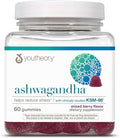 Youtheory Ashwagandha - Vegetarian Energy & Stress Support Supplement with Organic KSM-66 & Ginger Extract - Cane Sugar-Mixed Berry, 60 Gummies (20 Day Supply)