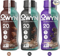 OWYN Only What You Need Protein Shake Variety Pack, Dark Chocolate, Cold Brew Coffee, Cookies and Creamless, 20g Protein, 4g Sugar, 3g Fiber, Dairy Free, Plant Based Protein Drink, 12 CT