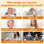 Calcium Magnesium Zinc Gummies for Adult: Organic 1000mg Calcium Citrate Magnesium Supplement with D3 K2 B6 B12 - Sugar Free High Absorption Supplement for Women Men (60 Count(Pack of 2))